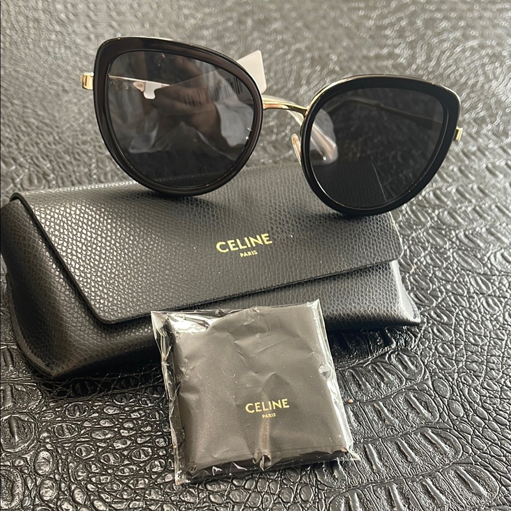 Celine Sunglasses Black & Gold Cats Eye Frames
CL402030U  Color O1A - NWT